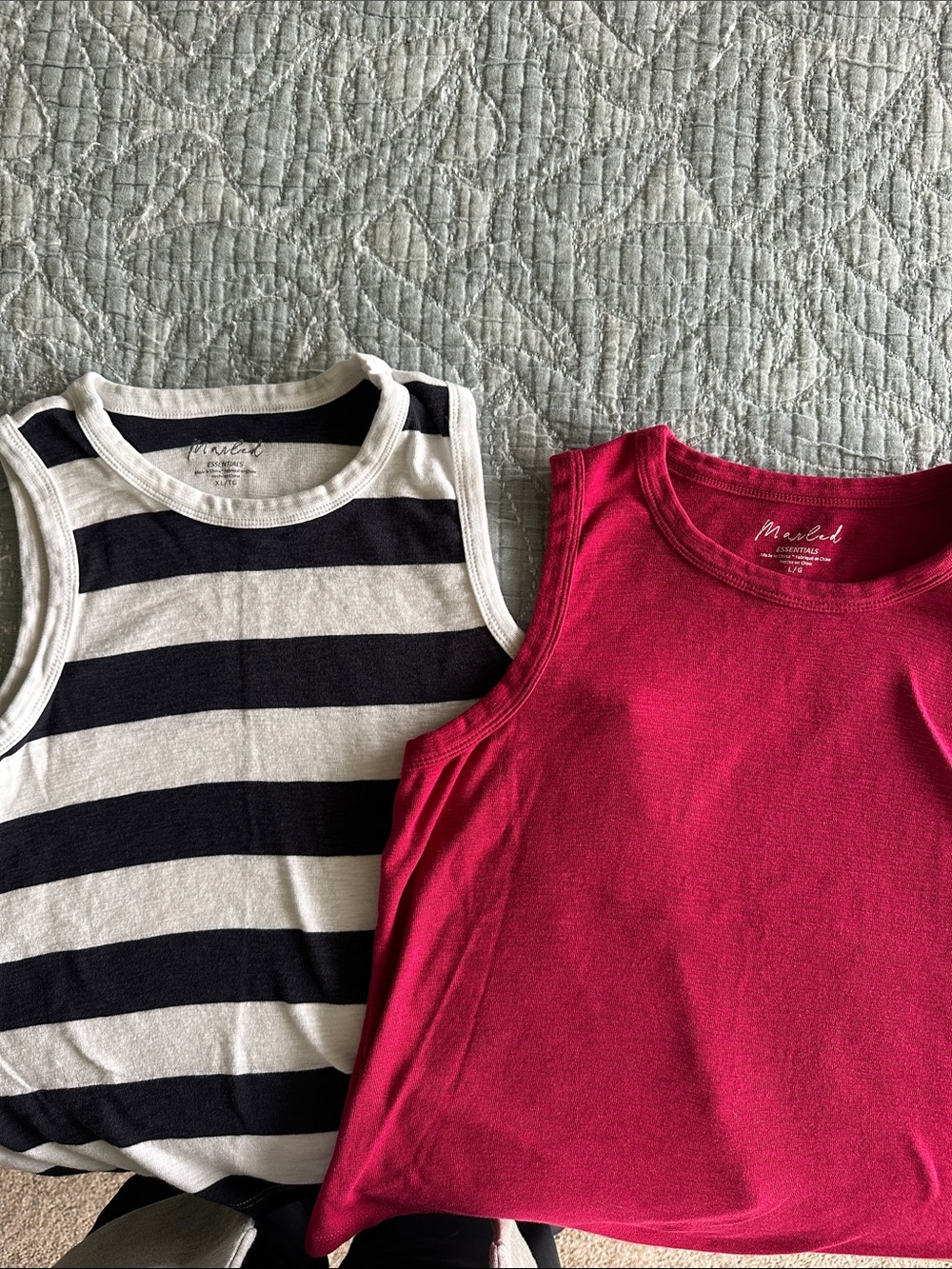 Sleeveless Tank Tops - Navy Stripe & Fuchsia